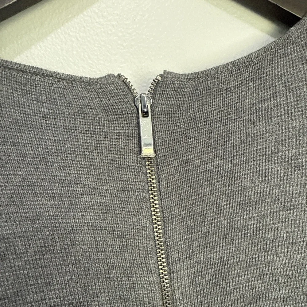 Talbots Petites Sweater Dress Womens Size P GRAY ‎ Merino Wool Minimalist Work